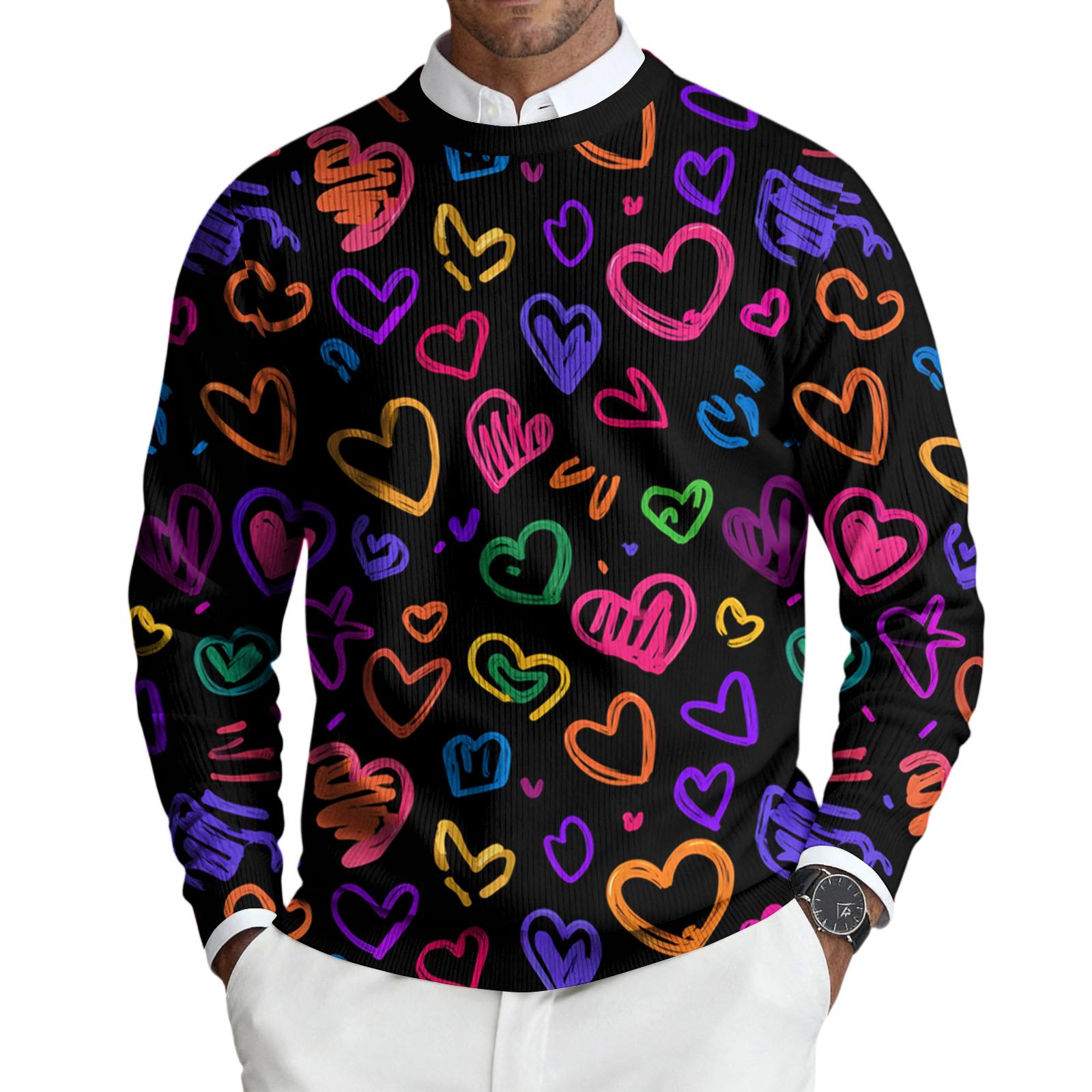 

Чоловічий пуловер з круглим вирізом, довгим рукавом, в рубчик XL червоний