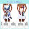Vintage Boho Dameslos Zomer Mouwloos 3D Bloemenprint Tank Mini Jurk Voor Moeiteloze Stijl