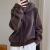 Thickened Knitted Sweatshirt Women's Autumn Winter Warm Loose Hoodie Lazy Style Casual Long Sleeve Hooded Sweater