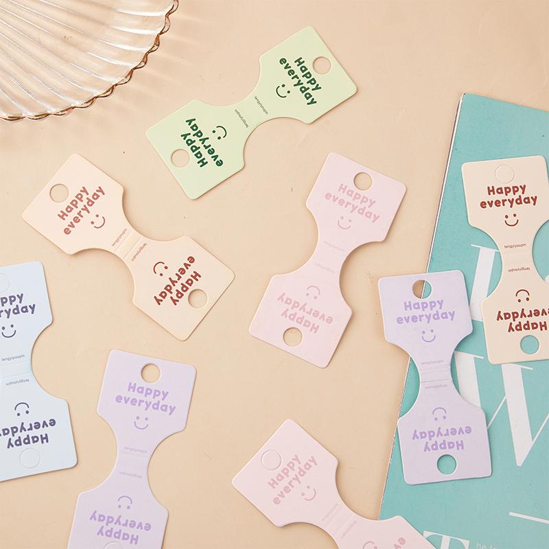 50Pcs Colored Letters Fold Packing Cardboard Display Cards For Handmade Necklace Headwear Hairband Jewelry Display Tag Cards