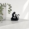 Jijijing 3D Printed Sculpture, One-Piece Molding Desktop Figure, Abstract Woman Cat Art Ornament for Home Decor Gift