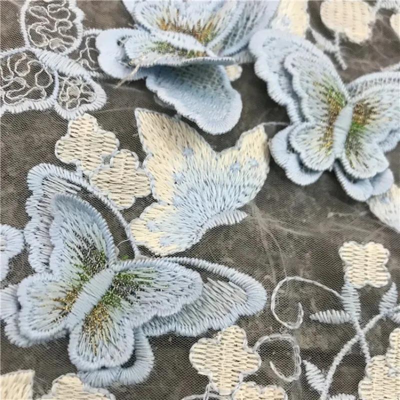3D Hand-embroidered Cloth for Wedding Fabric Butterfly Embroidery Fabric DIY  for Dress Water-soluble Mesh Embroidery Lace