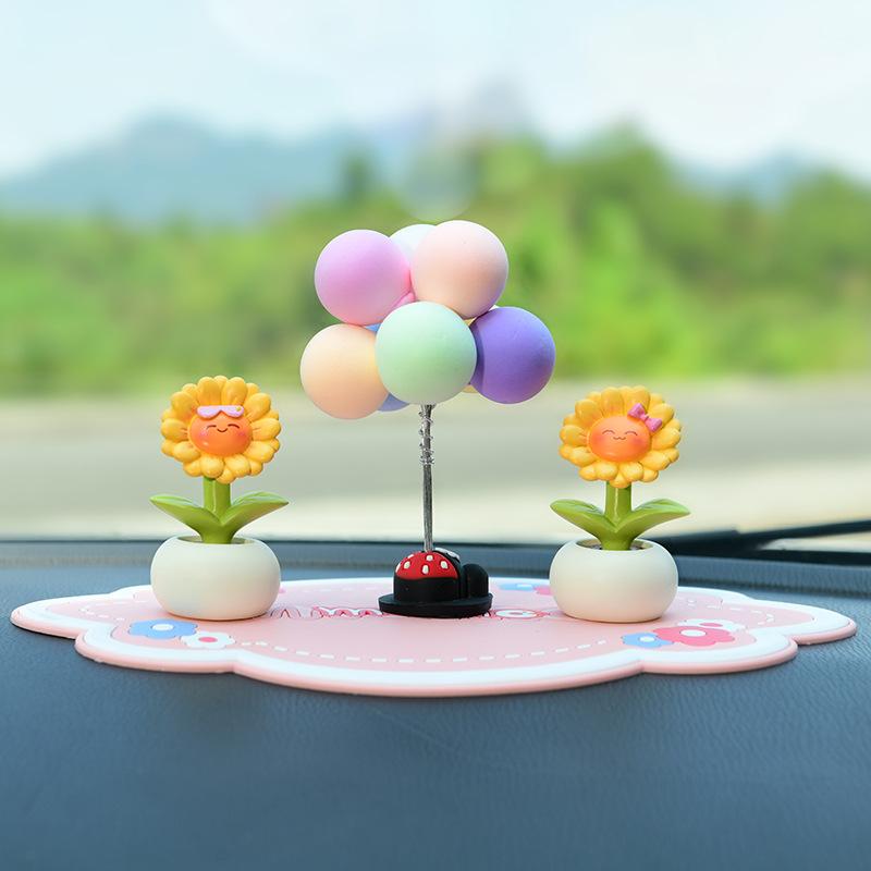 Warme Sonnenblumen-Autodekoration - Niedlicher und beruhigender Blumentopf - Realistische Topfpflanze - Dekoration für die Seitenfenster des Fahrzeugs