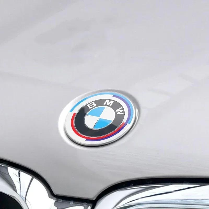 For BMW E84Front Hood Emblem For BMW 50th Anniversary Logo 81mm+Rear Badge 74mm+Wheel Hub Cap 68mm+56mm Steering Wheel Sticker 46mm