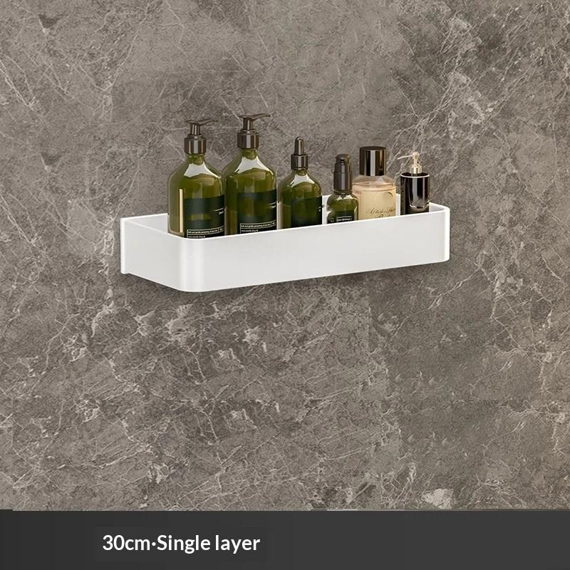 Bathroom Multifunctional Storage Rack, Space Aluminum Anti Rust Wall Mounted Storage Rack Single-Layer