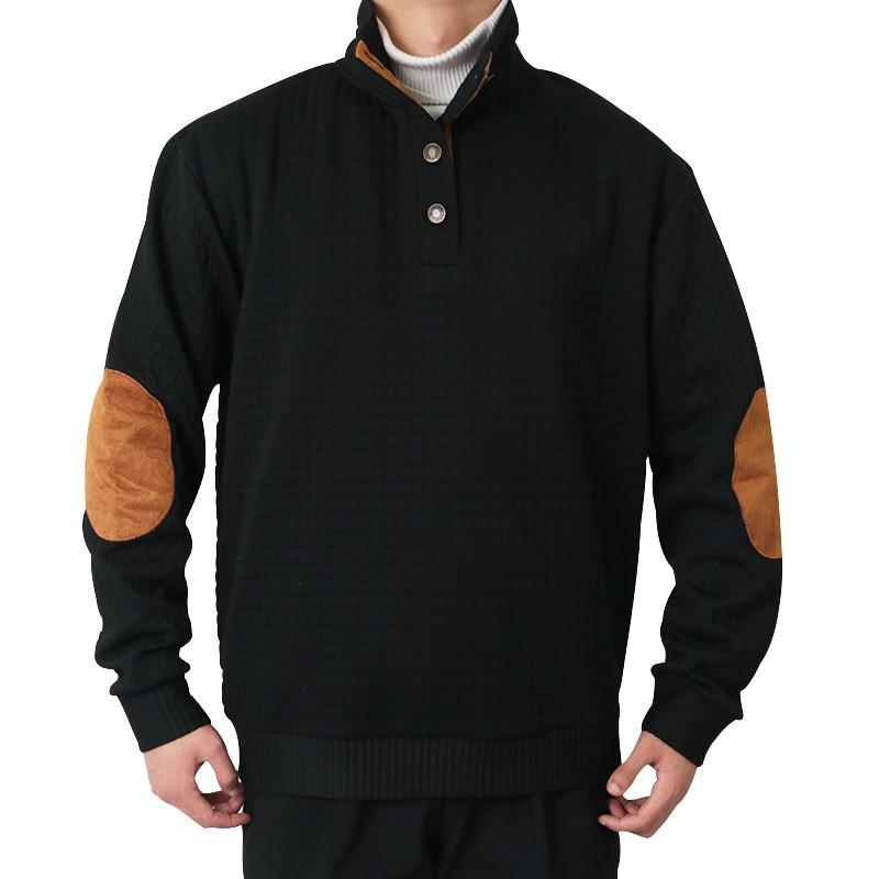 Spring and Autumn Splicing Small Checked Men's Long Sleeve Casual Top Embroidered Cardigan Pullover Sweater