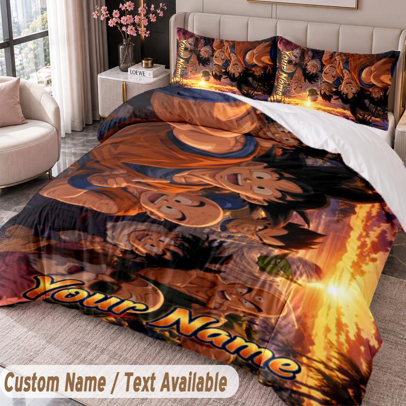 Custom Name Text 3Pcs Bedding Set Dragon Ball Duvet Cover And Two Pillowcases