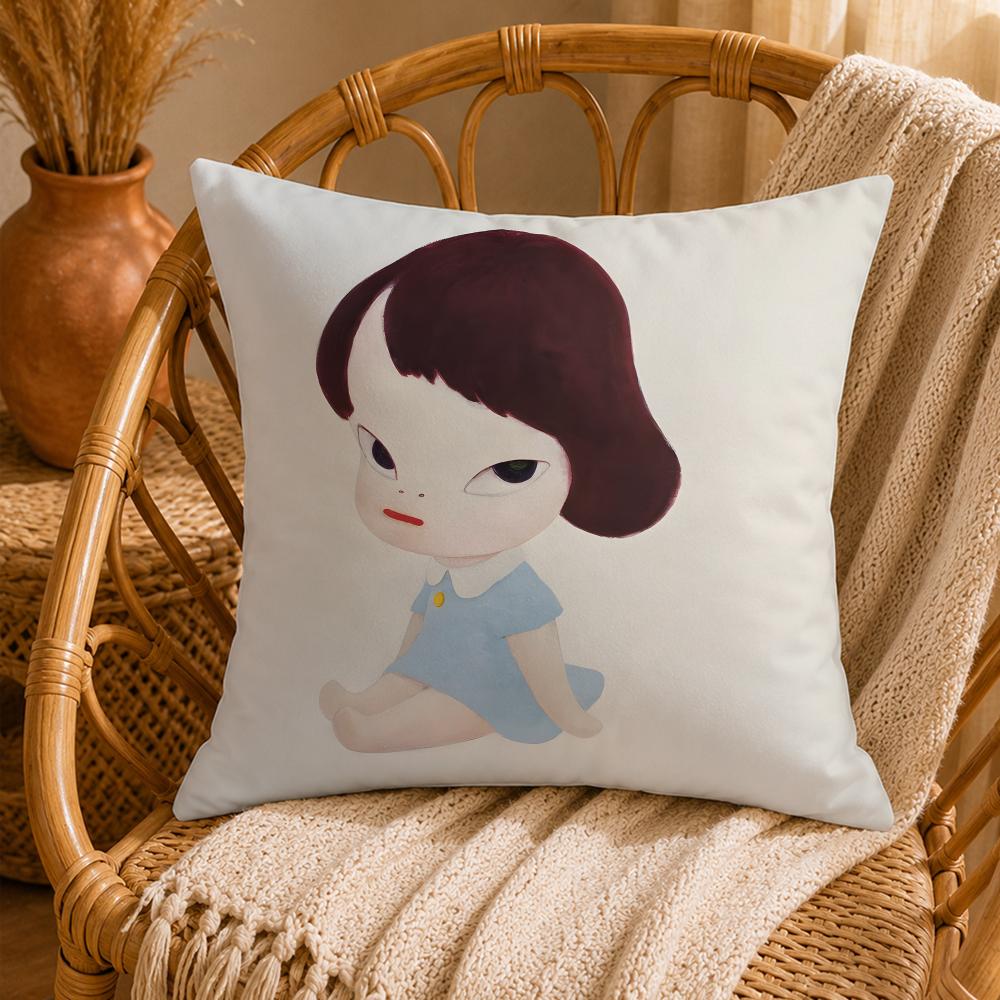 Whimsical YYoshitomo NaraS Cushion Cover Ultra Soft Pillowcase CloudLike Comfort Fabric with Concealed Zipper
