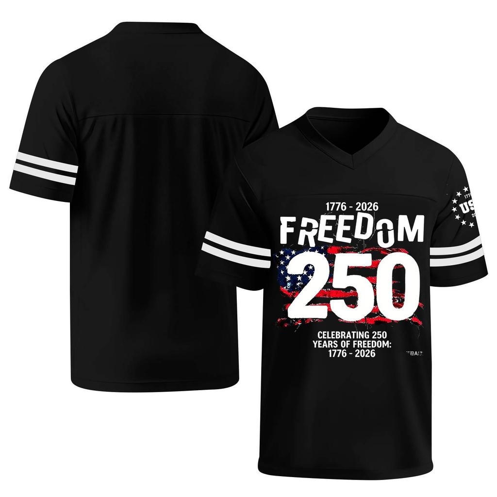 Casual V Neck Jersey Short Sleeve Sports T Shirt Celebrating 250 Years of Freedom 1776 2026 Lightweight Breathable Athletic Top
