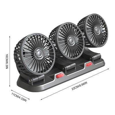 3 Head Car Cooling Fan With Parking Number Plate USB /12V/24V Electric Fans Auto Low Noise Fan 360 Degree Rotatable Auto