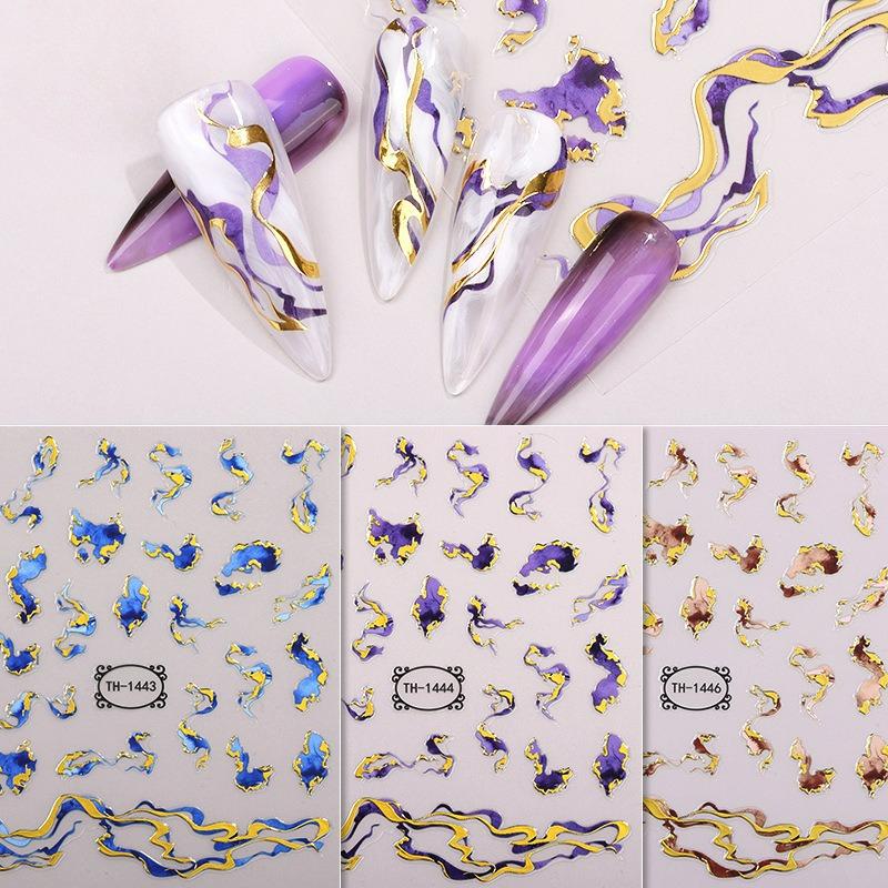 Manicure Sticker 3D Bronzing Nail Decal DIY Ribbon Nail Art sticker