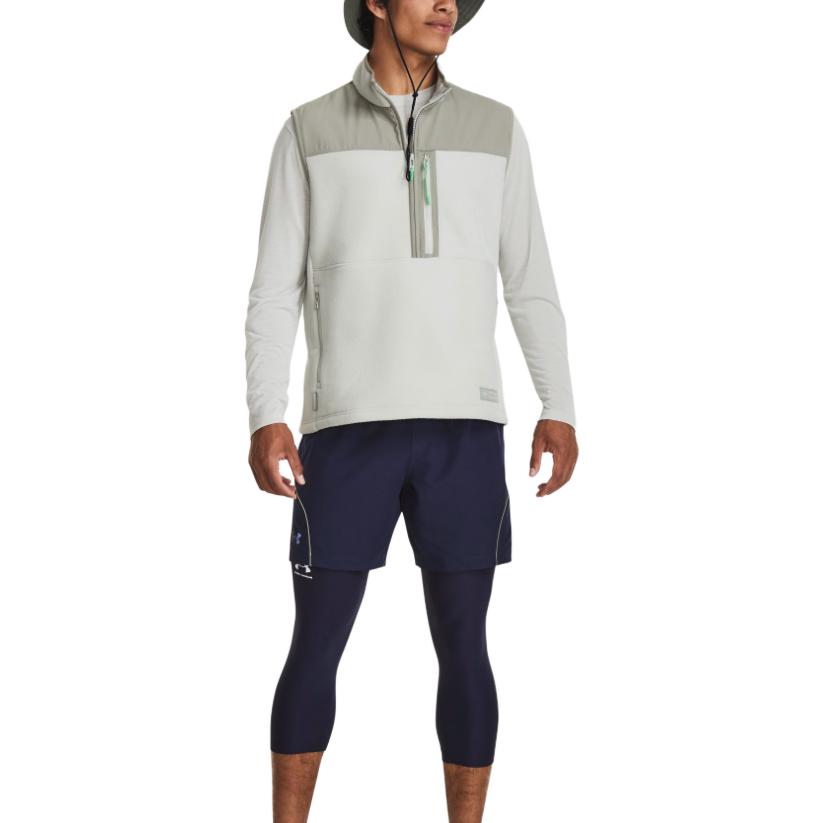 Under Armour سترة رجالية بدون أكمام بياقة واقفة وألوان متضاربة رمادي 1379918-502