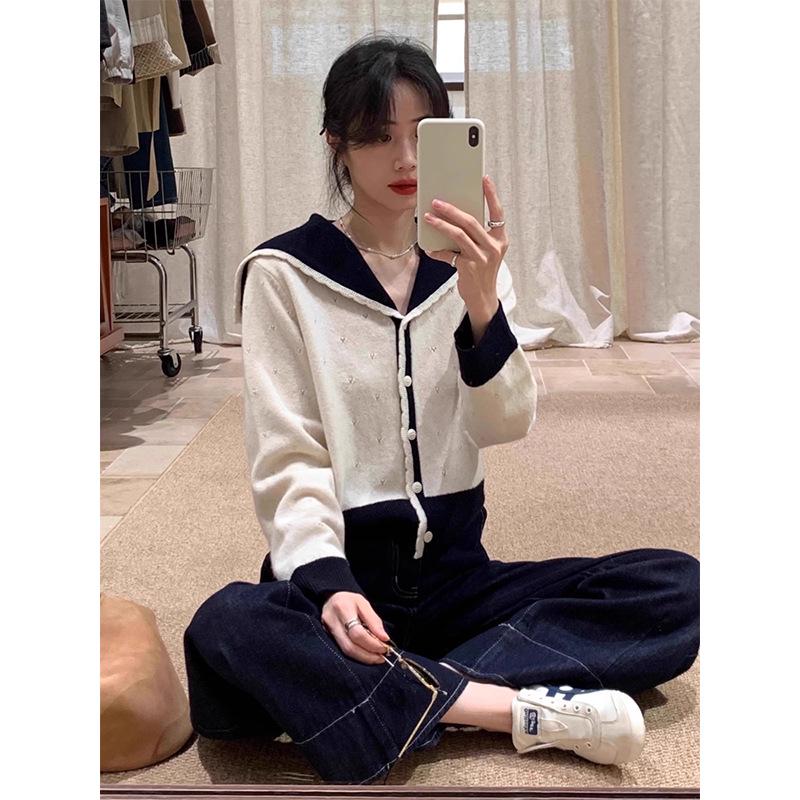 Women's Color-Block Knit Sweater - Stylish 2024 Autumn/Winter Innerwear Top