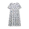 1011 new nightdress full cotton silk three-section short-sleeved long dress home round neck flower cartoon skirt enlarged and loose