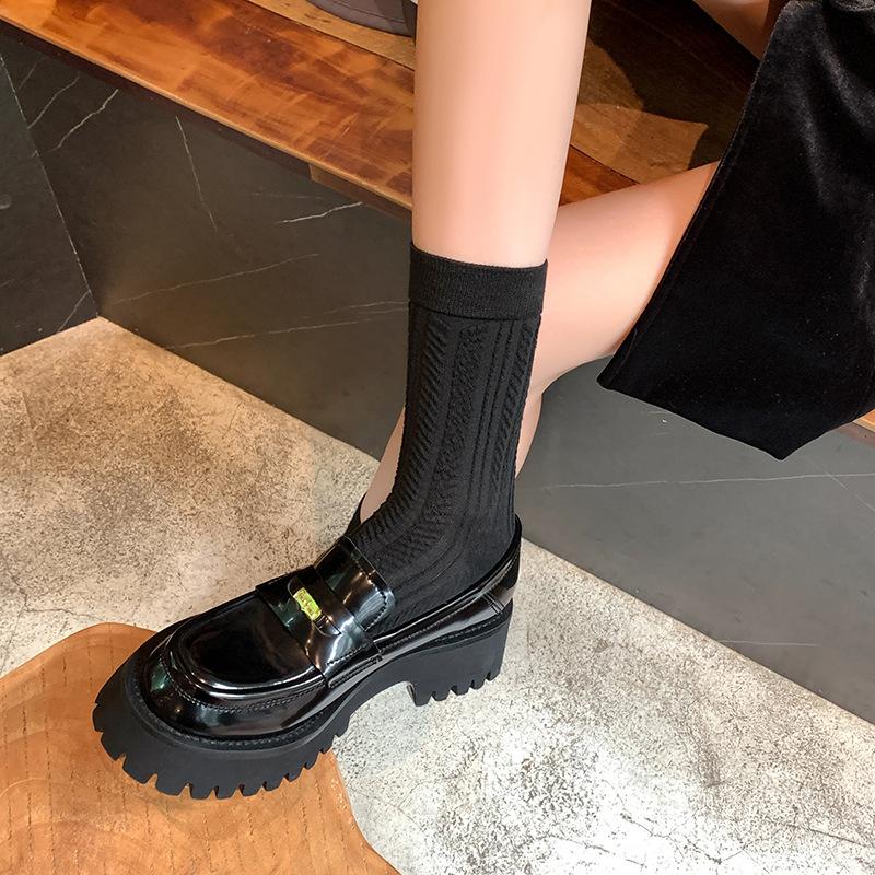 Bi Prepared Platform Single Shoes 2025 Autumn and Summer New First-layer Cowhide One-pedal Lazy Shoes Muffin Gold Coin Loafers Women