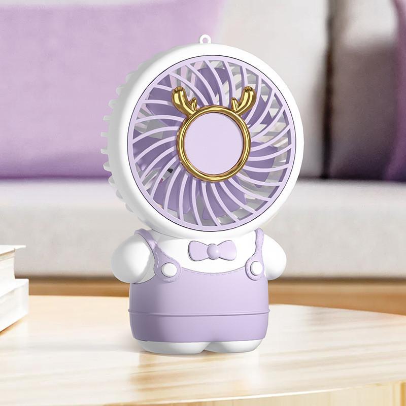 

Cute Cartoon Mini Usb Rechargeable Portable Fan Plastic Material Factory Wholesale фіолетовий