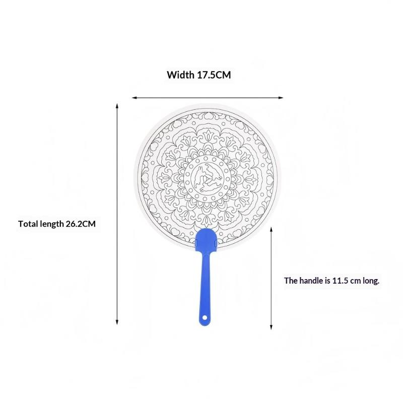 10 Pcs Blank Floral Pattern DIY Coloring Craft Round Paper Fans Hand Painting for Kids School Art Projects Birthday Party Favors