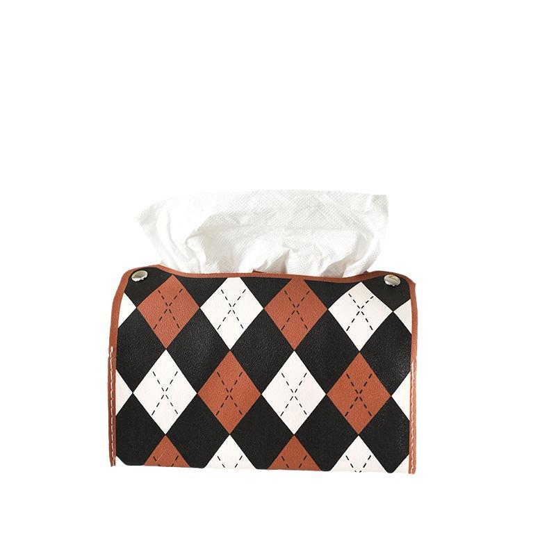 Rhombus Grid Portable Tissue Box for Home, Bedroom, Living Room, Dining Table, and Car.