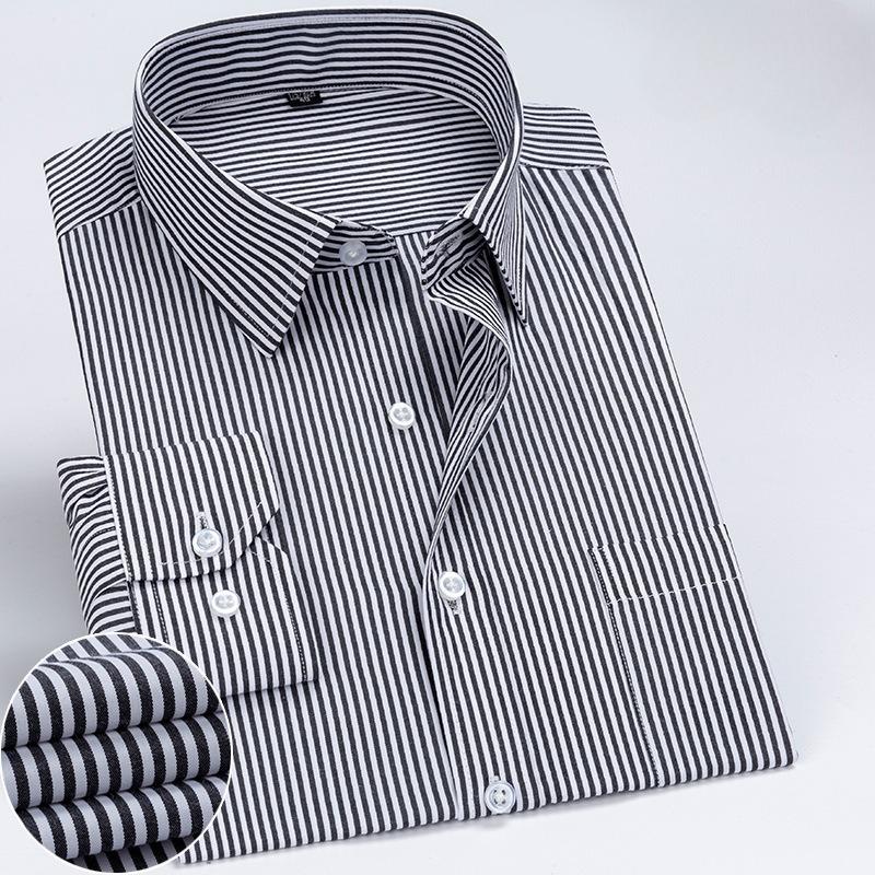 Men's Plus Size Striped Shirt Classic Conventional Version of Casual Long-sleeved Male Clothes