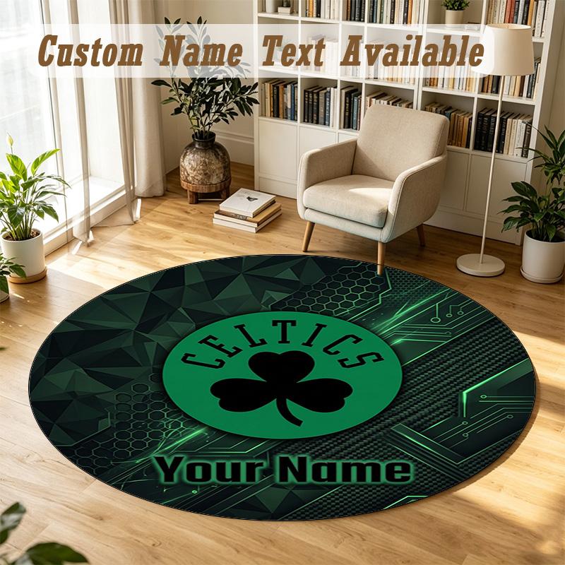 Round Rug Custom NameCeltic FC Pattern Non Slip Carpet Home Floor Decor