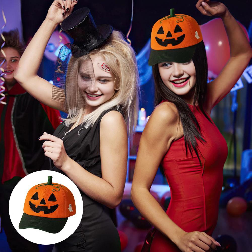 Verstellbare Kürbiskappe Halloween Baseballkappe Bestickte Kürbisgesicht Baseballkappe für Halloween-Partys Outdoor-Aktivitäten