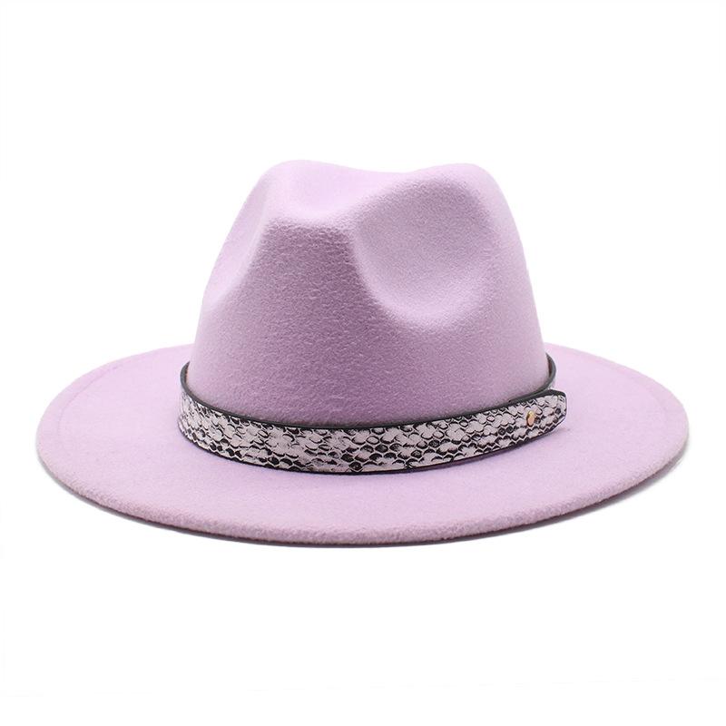 Seasonal White Big Eaves Hat Flat Edge Top Hat Men'S And Women'S Woolen Jazz Hat Lmn173