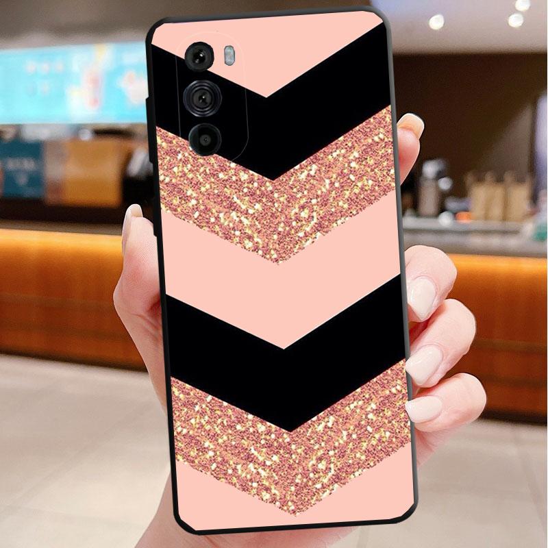 Phone Case For Motorola Edge 50 40 Pro 60 50 40 30 Ultra Neo Fusion Moto G85 G72 G53 G54 G84 G13 G32 Love Pink Gold Rose