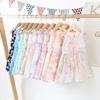 Mädchen Sommer Blumen Rayon Spaghettiträger Kleid Baby Mädchen Leicht Atmungsaktiv Weste Kleid Kleinkind Süß Prinzessin Sommerkleid
