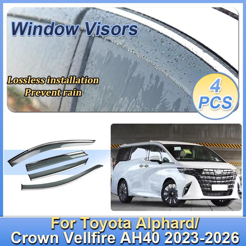 For Toyota Alphard AH40 Crown Vellfire 2023-2026 Window Door Visor Vent Awning Sun Rain Wind Guard Cover Deflector Accessories