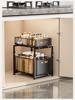 Double-Layer Pull-Out Basket Storage Rack for Under-Counter Bathroom and Kitchen