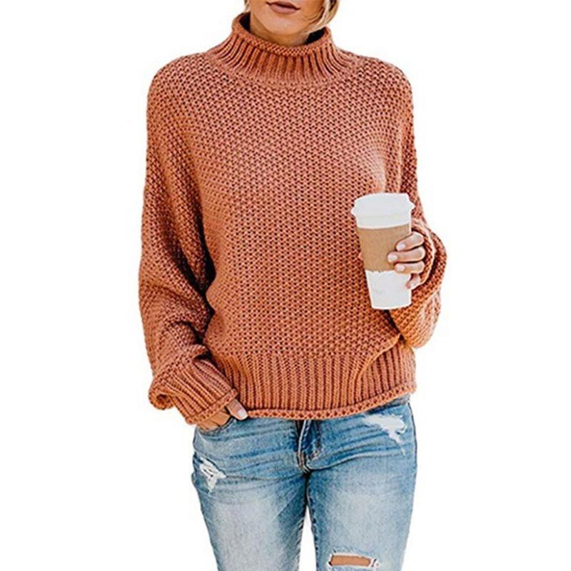 2026 Women's High Neck Loose Pullover Sweater - Autumn/Winter Plus Size European & American Style