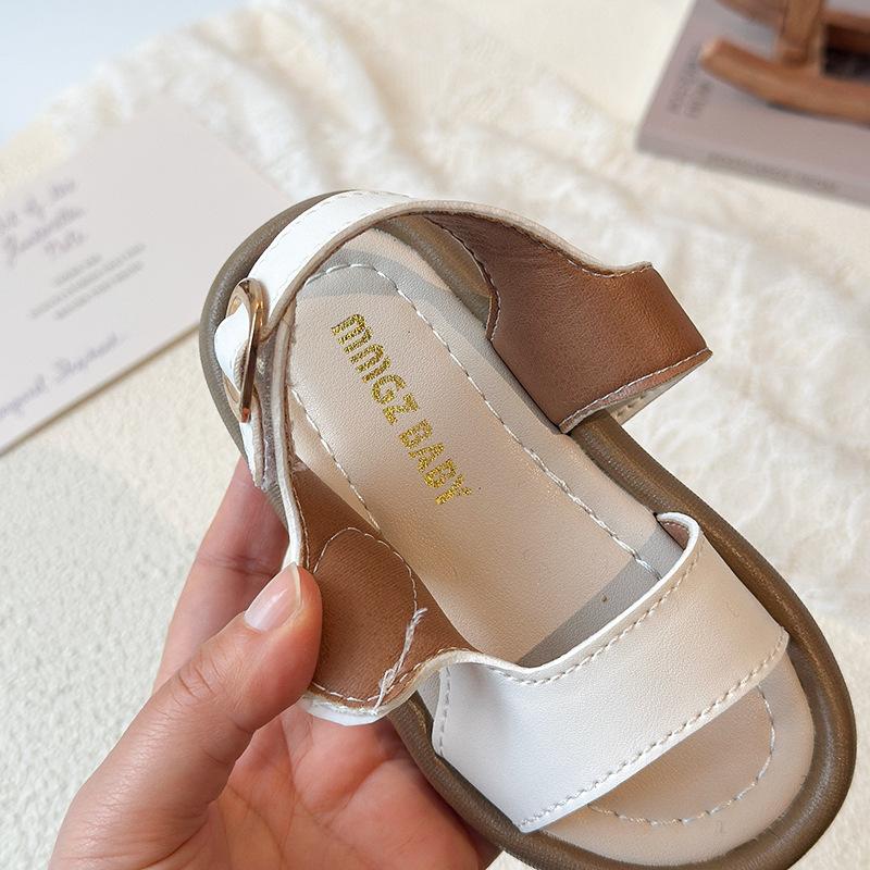Girls' New Style Flip-flops for Casual Wear, Boys' Magic Fastener Soft-soled Beach Shoes