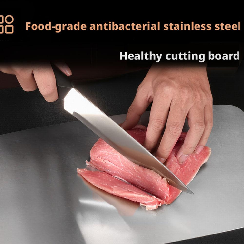 304 Stainless Steel Cutting Board, Double-Sided Non-Slip Chopping Board, Anti-Mildew Antibacterial Food Grade Board for Kitchen