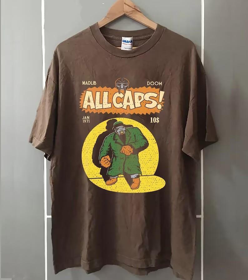 Винтажная футболка MF Doom, Футболка Mf Doom, Графическая футболка 20D1446, Унисекс футболка XXL