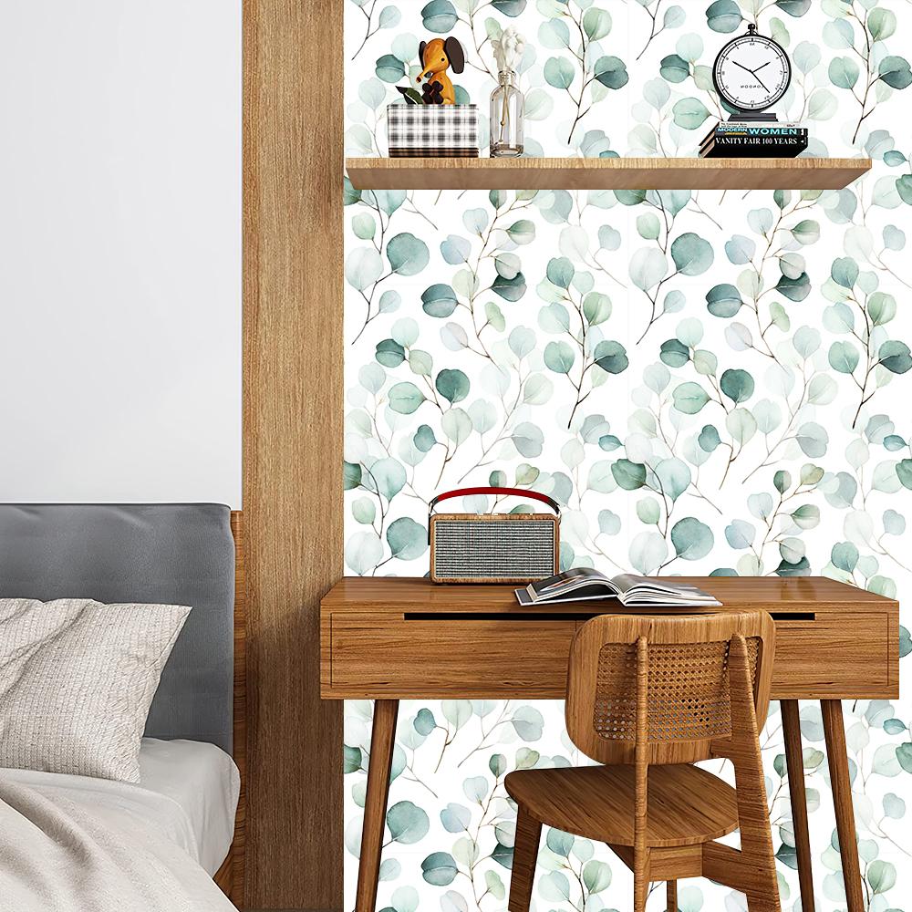 Eucalyptus Leaf Peel And Stick Wallpaper Green Leaf Self Adhesive Contact Paper for Home Nursery Decor Wall Mural