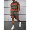 Men's 3D Digital Printing Casual Short-sleeve and Shorts Set, Ink Splatter