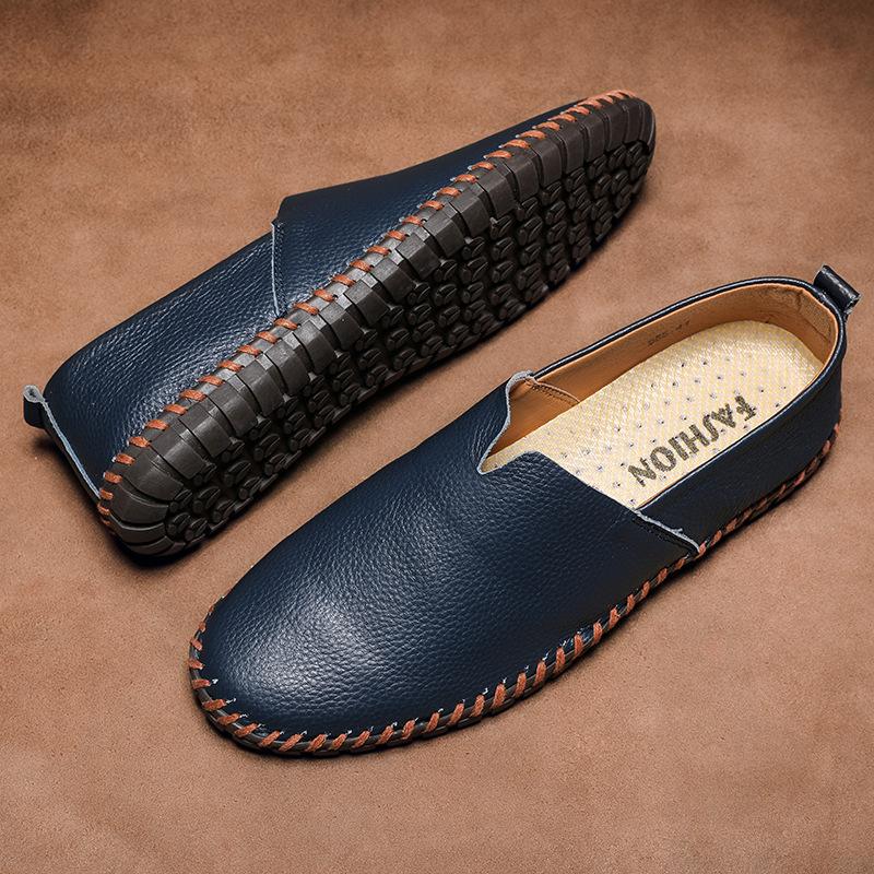 Large Size Men's Casual Shoes One-foot-story Cowhide Lazy Shoes Leather Shoes 48 Size 49 Size 50 Size