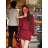 Korean-Style Off-Shoulder Top & Plaid Mini Skirt Set - Playful, Irregular Design for Women