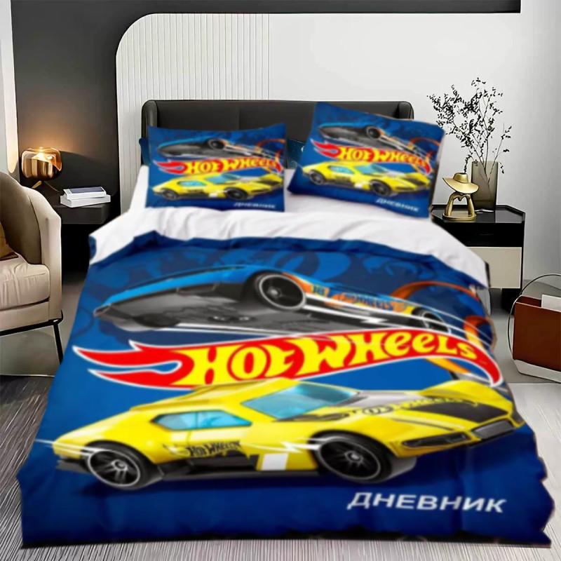 Truck Cartoon Monster Printed Bed Duvet Cover Pillowcase Three Piece Set