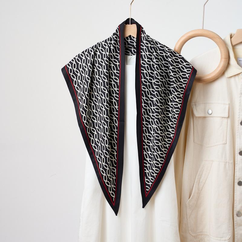 Summer Atmosphere Wearing Headscarf Twill Silk Simulation Silk Cool Diagonal Scarf Cashew Print Women's Triangle Silk Scarf