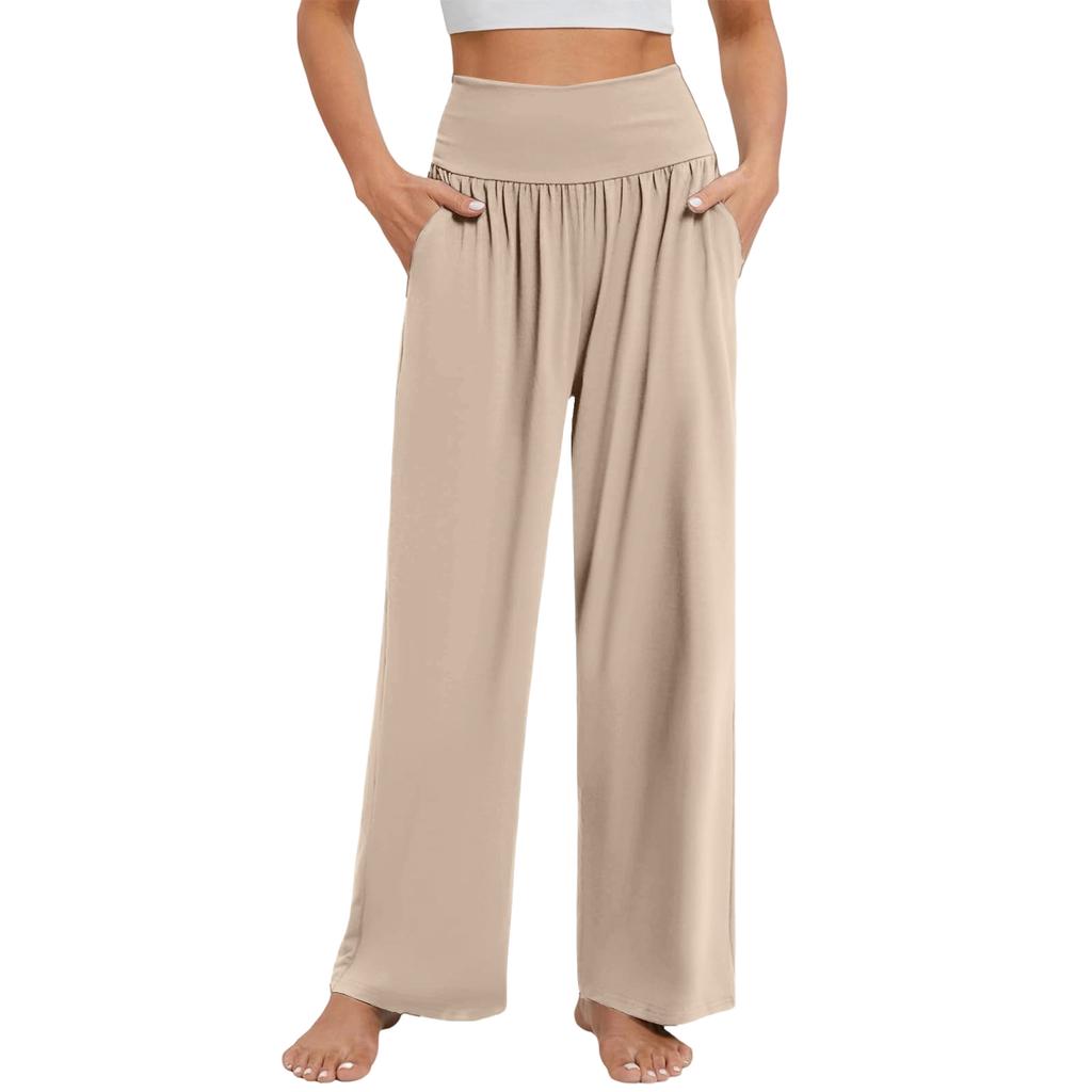 Women's Casual Elastic Waist Trousers -color Comfortable Wide Leg Pants