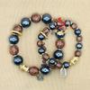 Zha Jila Lam Black Porcelain Bracelet with Ash Glaze and Gold Foil Lucky Beads