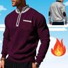 Hanorace Fleece pentru Bărbați cu Guler Înalt, Pulover cu Buzunar, Mânecă Lungă cu Aplicații, Fermoar la Jumătate, Sport, Slim Fit, Casual, Fără Glugă, Topuri