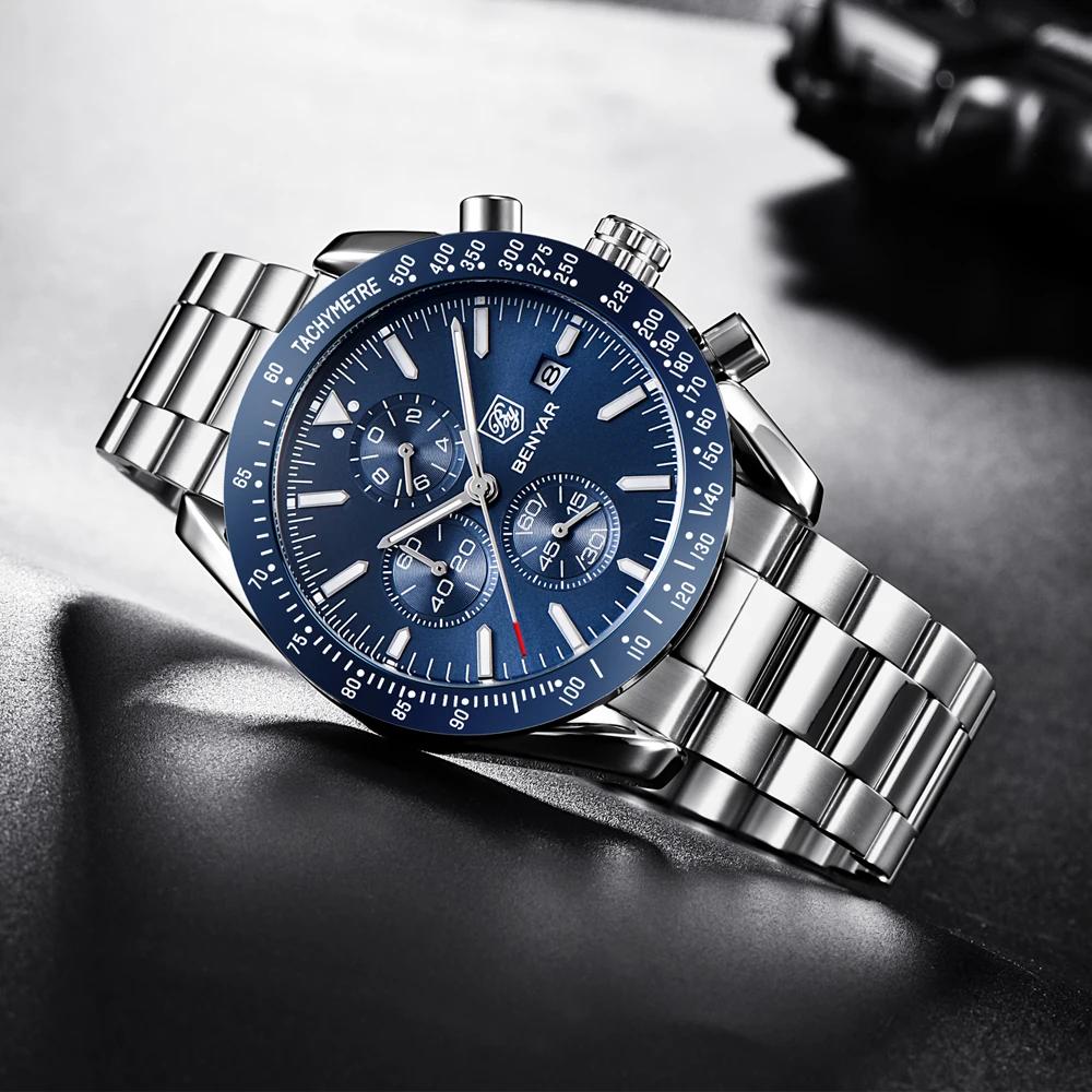BENYAR 5140 Casual Sports Men Watch Luxury Waterproof Men Quartz Watches Top Brand Military Chronograph Watches for Man Reloj