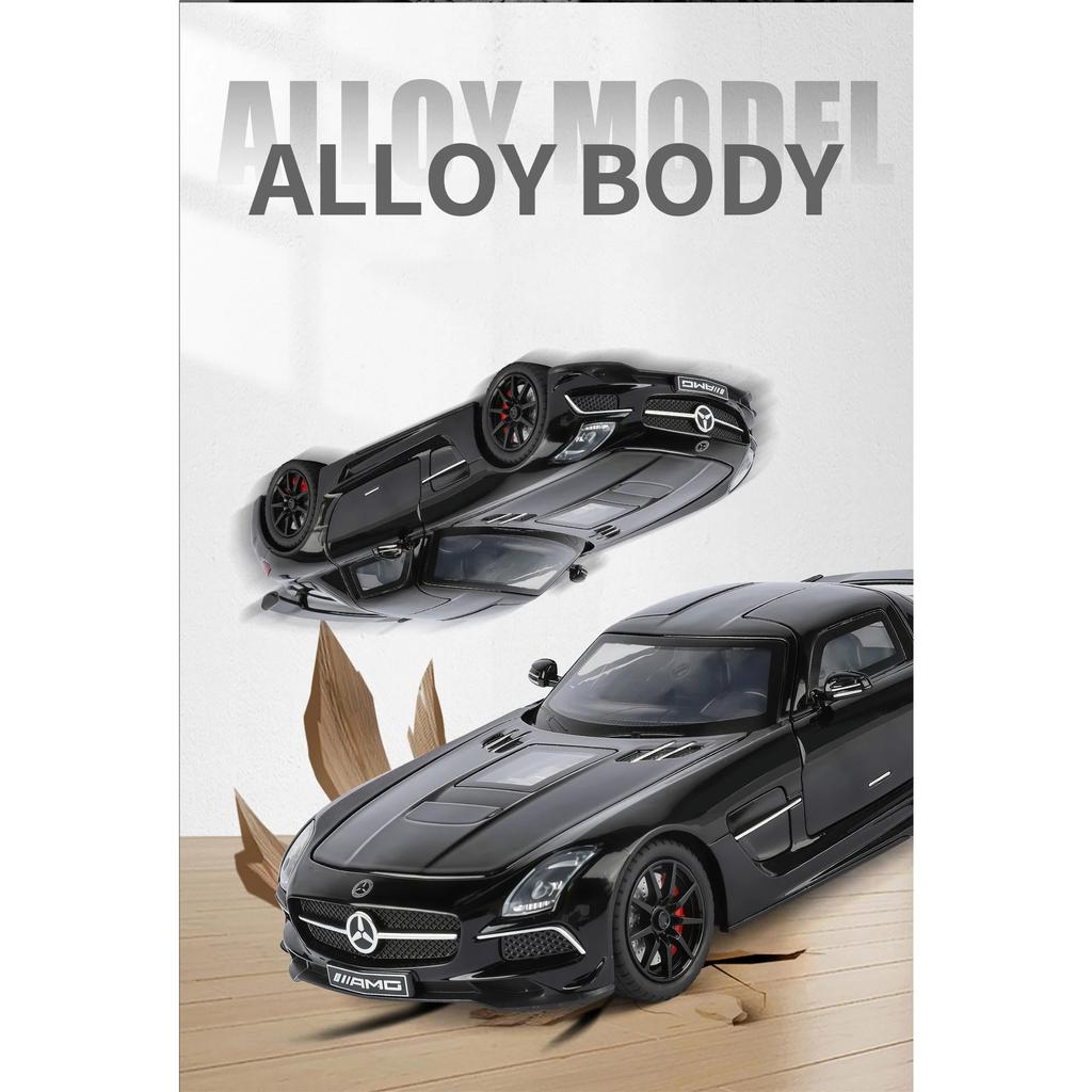 1/24 Benz SLS AMG Transparent Engine Hood Alloy Car Diecasts & Toy Vehicles Car Model Miniature Scale Model Car for Children