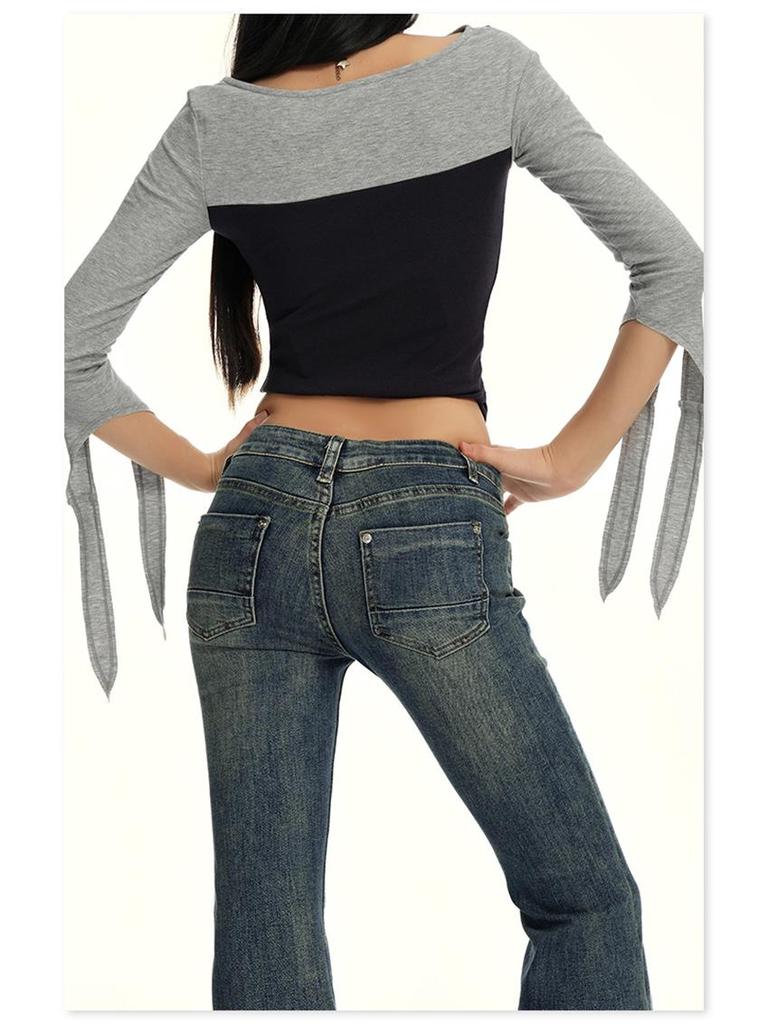 2025 Herbst Retro Distressed Stretch Schlagjeans