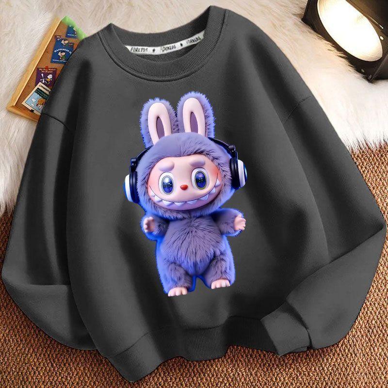 29/5000 Children's LBB Cartoon Hoodie, Long-sleeved Loose Round-neck Hoodie for Boys and Girls Spring and Autumn