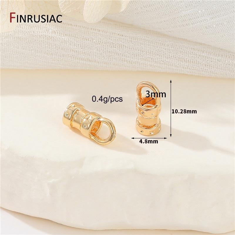 

14K Gold Plated Brass Crimp End Caps With Loop Cord Tube Barrel End Cap for Leather Cords And Chains DIY Jewelry Making Findings 10 pieces