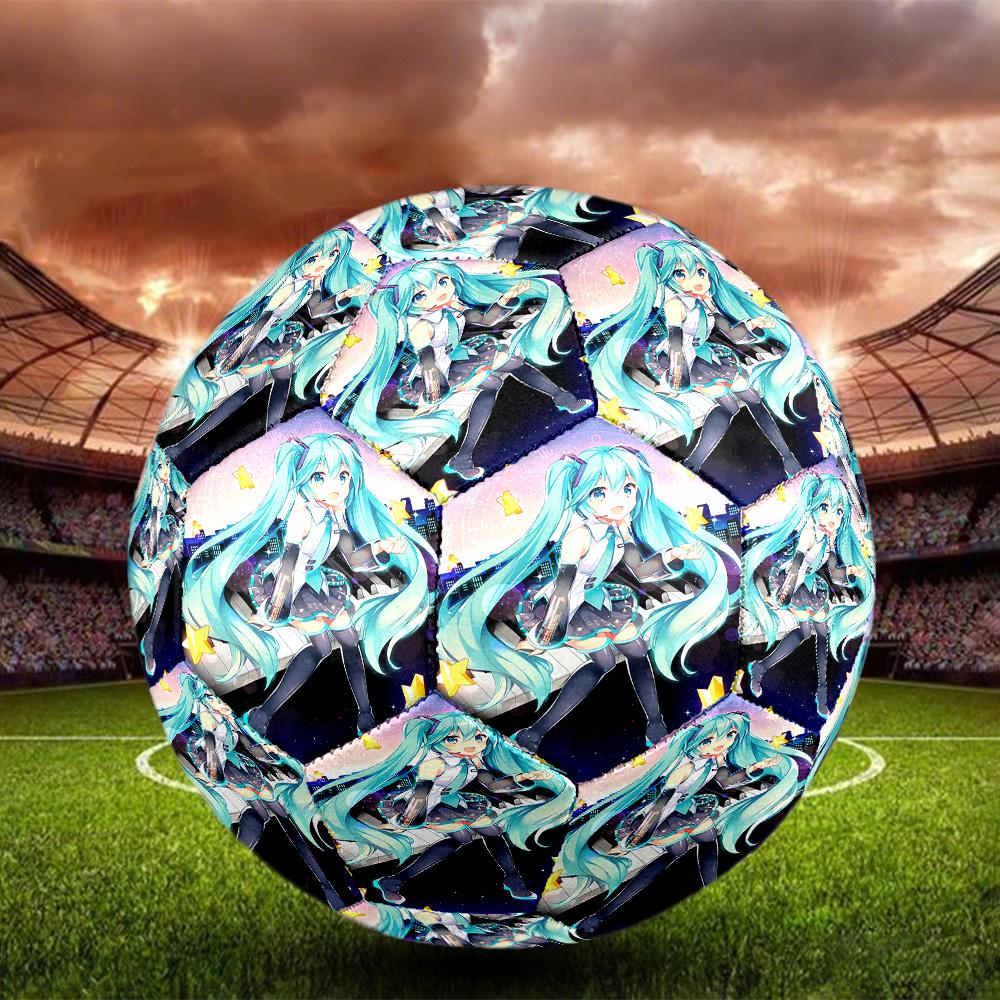 Miku Anime Indoor Soccer Ball Size 5 Colorful All Ages Machine Stitched PVC Competition Ready Durable High-Bounce