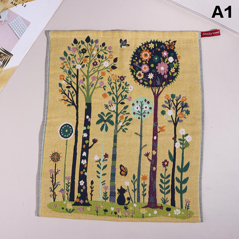 

1Pc Four-Layer Cotton Yarn Square Towels Forest-Themed Multi-Purpose Geometric-Patterned Towels Kids Useful Square Face Towel A1